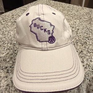 Bucks Embroidered Baseball Cap - Cream with Purple Stitching